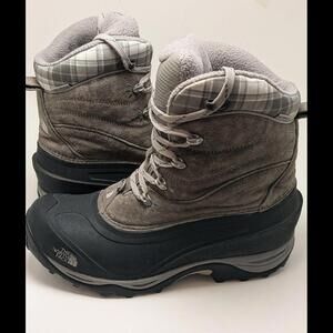 RARE Womens The North Face Lace Up Mid‎ Snow Boots WP Insulated Plaid Size 10